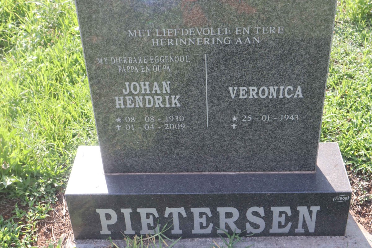 PIETERSEN Johan Hendrik 1930-2009 &amp; Veronica 1943-