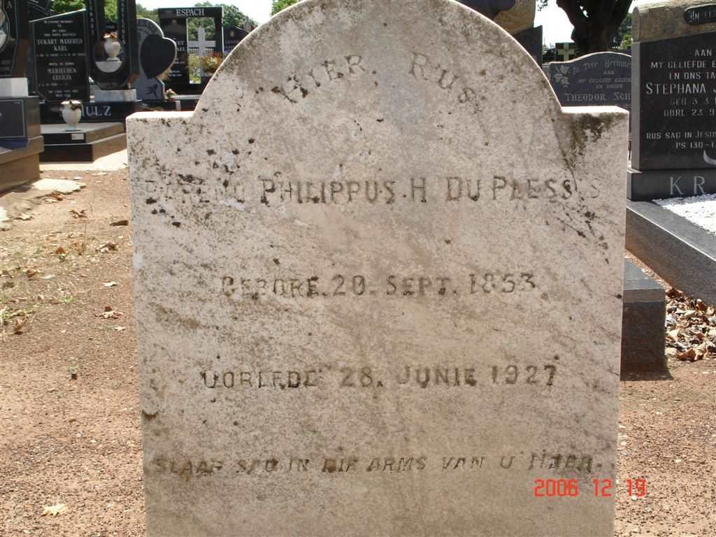 PLESSIS Barend Philippus H., du 1853-1927