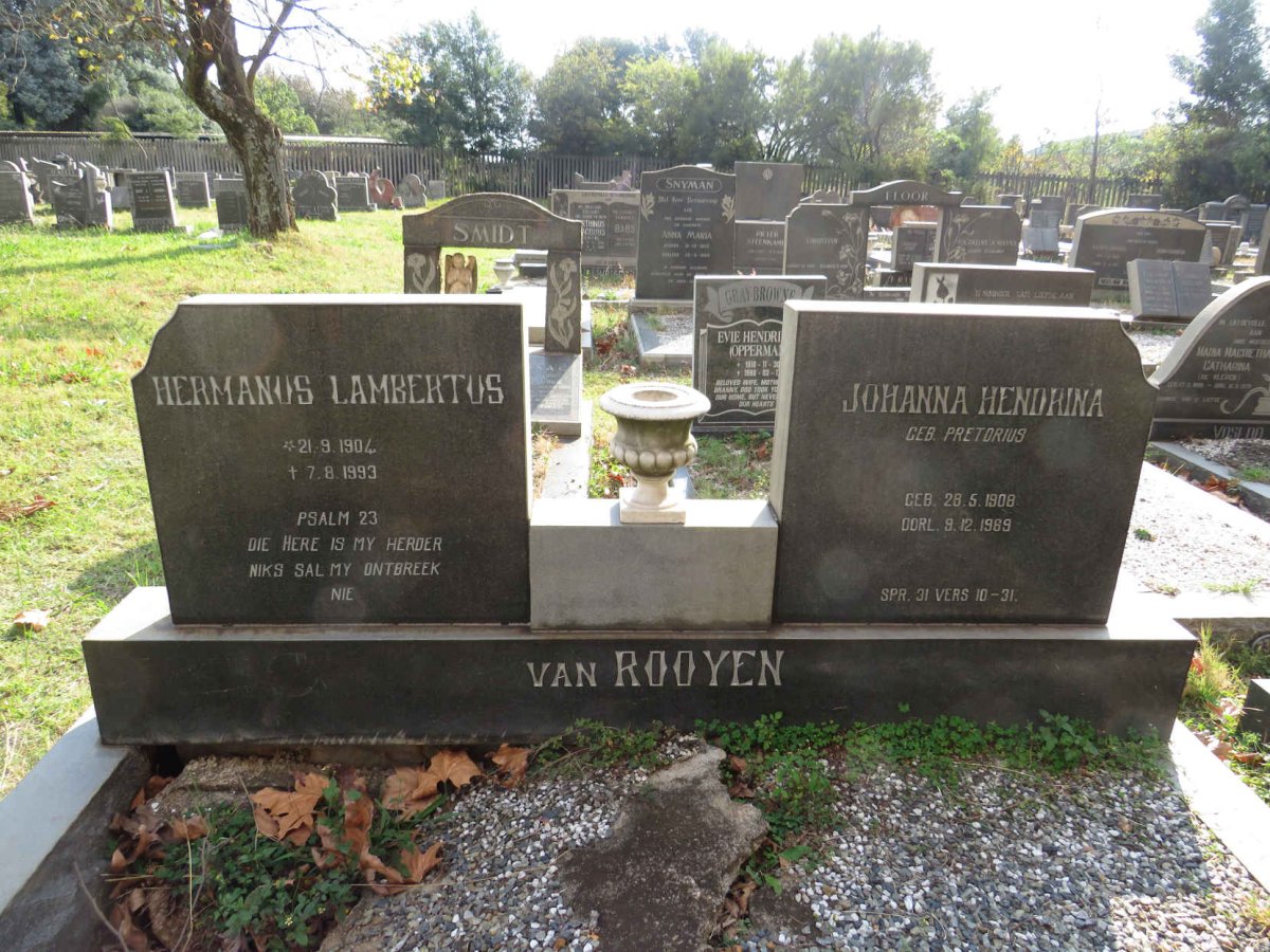 ROOYEN Hermanus Lambertus, van 1904-1993 &amp; Johanna Hendrina PRETORIUS 1908-1969