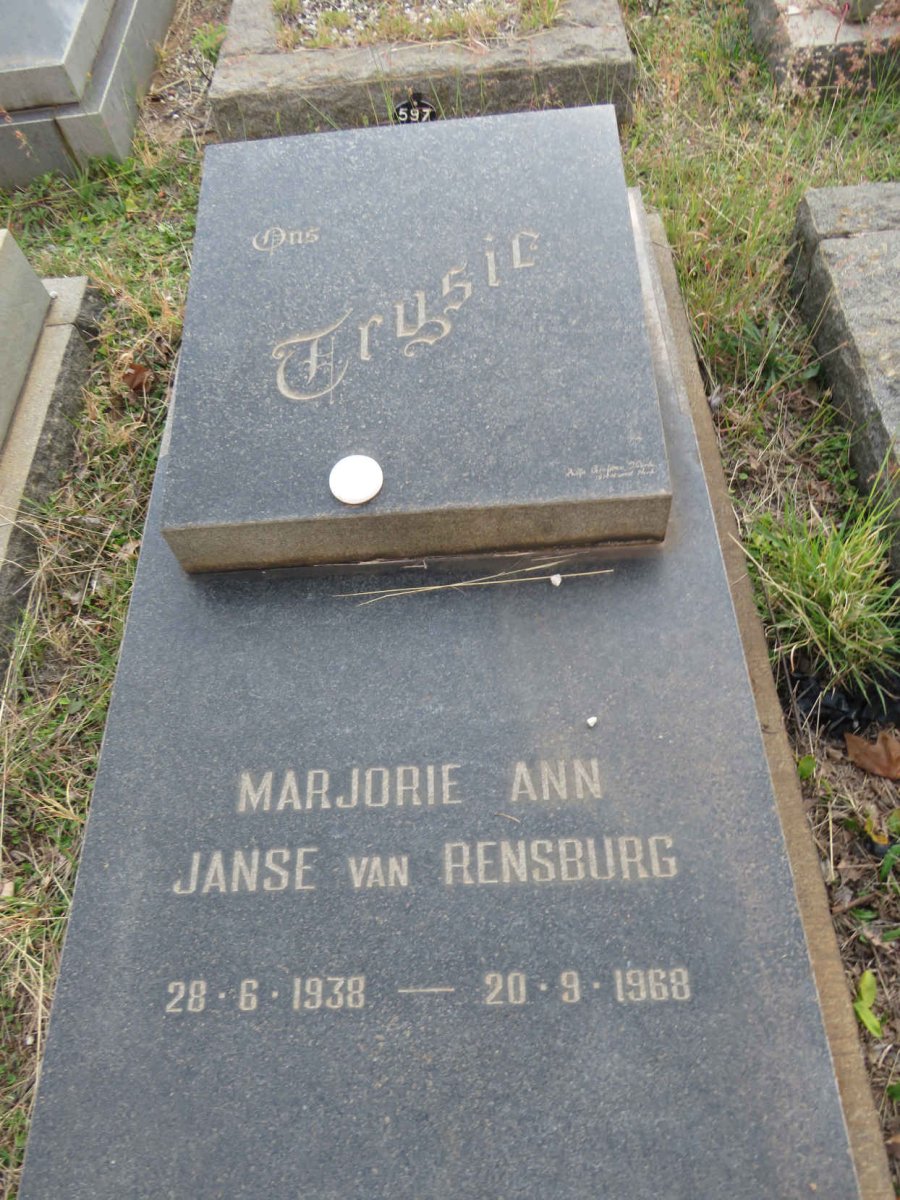 RENSBURG Marjorie Ann, JANSE VAN 1938-1968