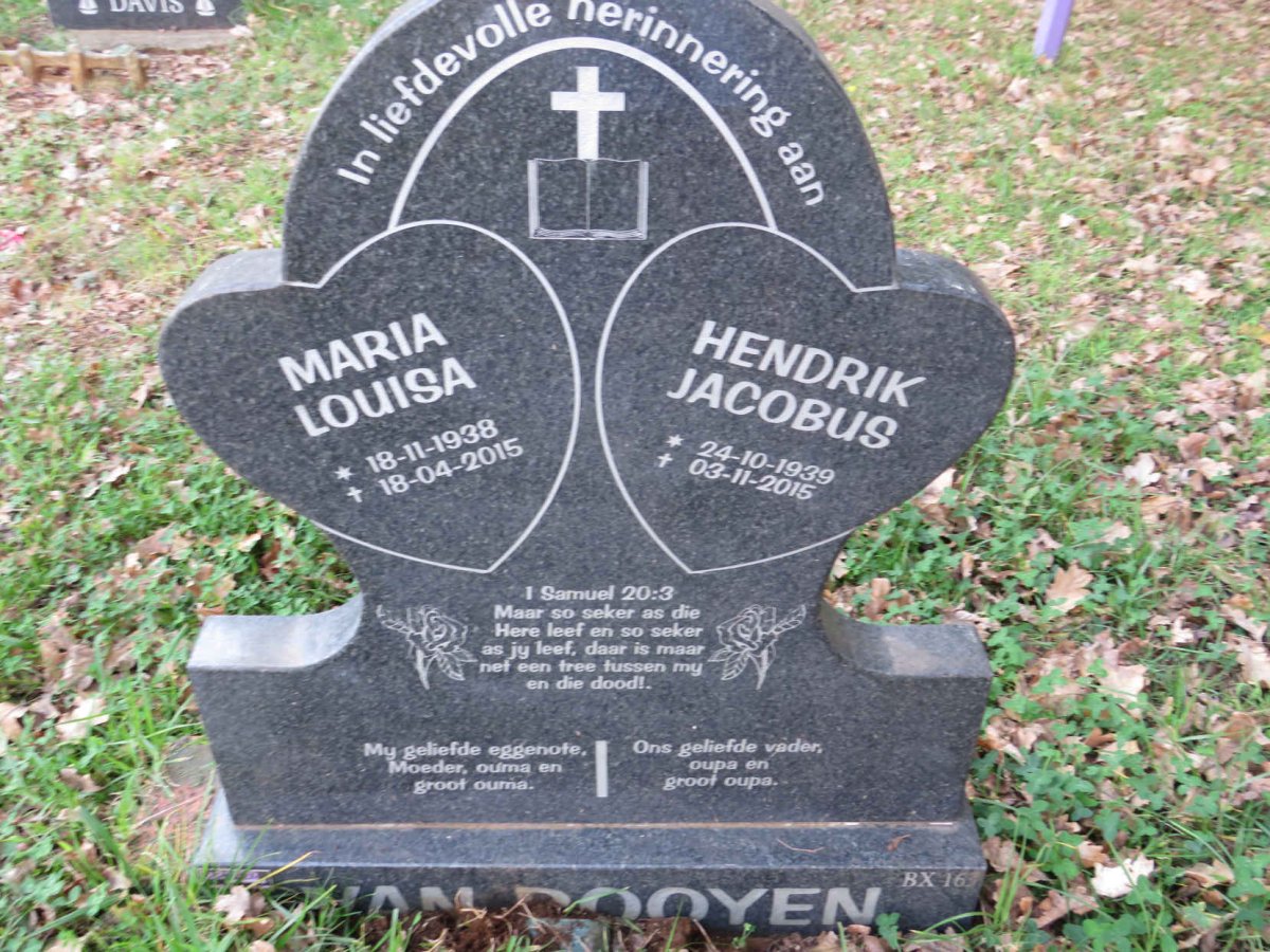 ROOYEN Hendrik Jacobus, van 1939-2015 &amp; Maria Louisa 1938-2015