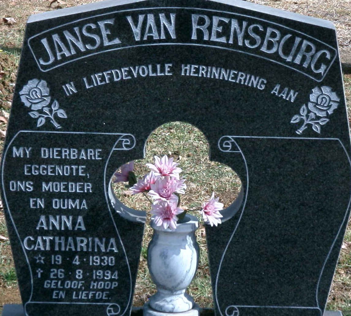 RENSBURG Anna Catharina, Janse van 1930-1994