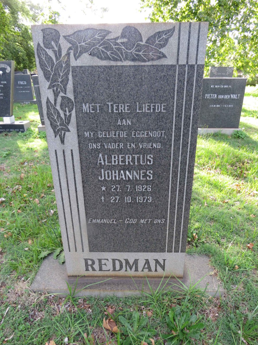 REDMAN Albertus Johannes 1926-1973