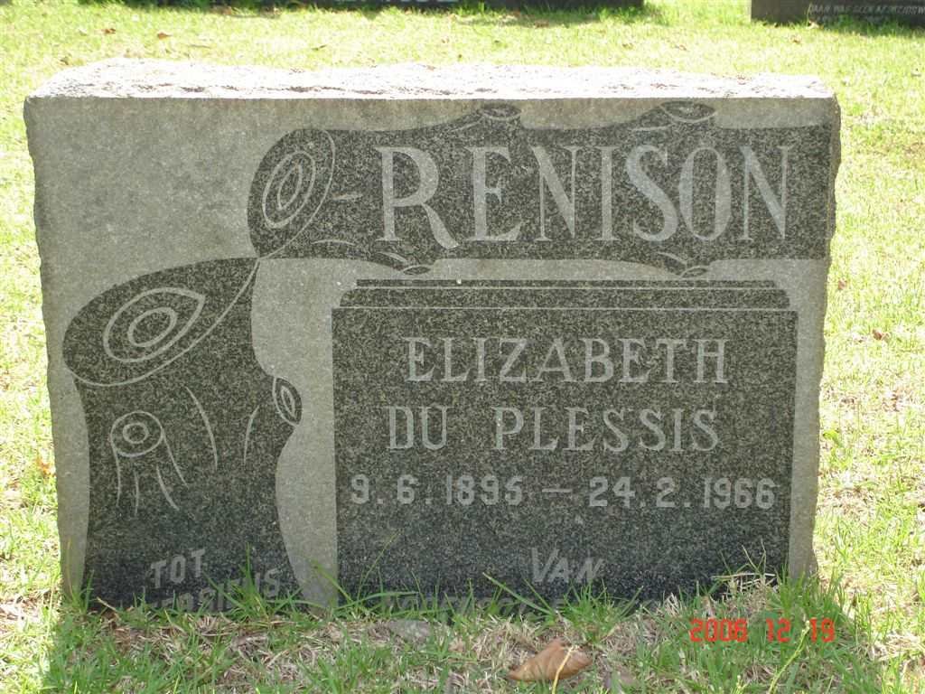 RENISON Elizabeth du Plessis 1895-1966