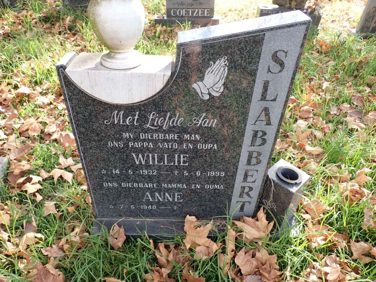 SLABBERT Willie 1932-1999 &amp; Anne 1940-