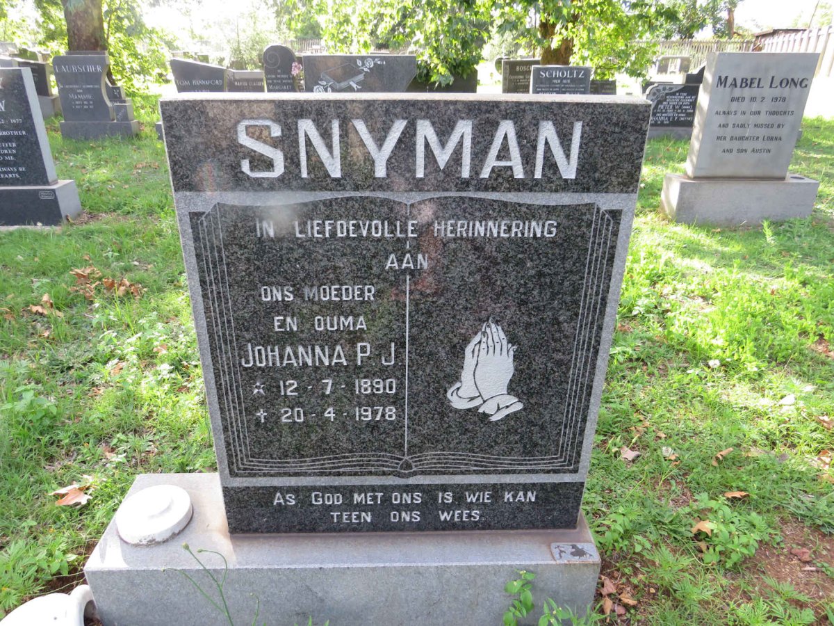 SNYMAN Johanna P.J.1890-1978