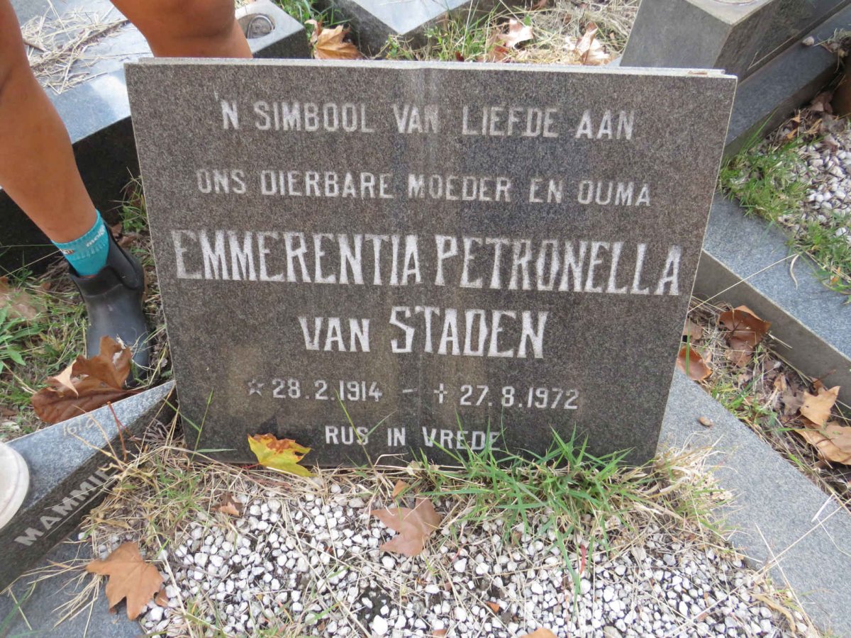STADEN Emmerentia Petronella, van 1914-1972