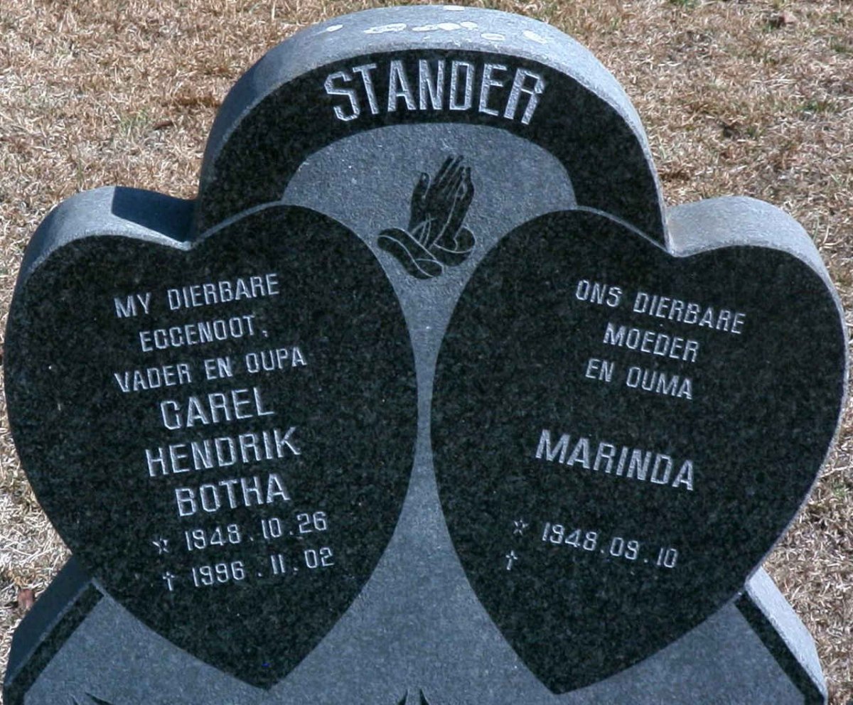 STANDER Carel Hendrik Botha 1948-1996 &amp; Marinda 1948-