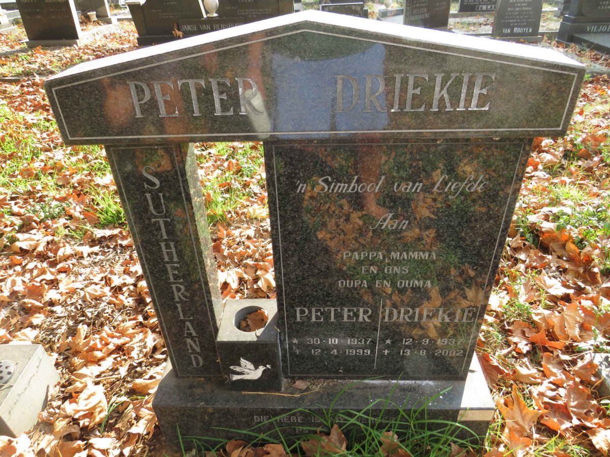SUTHERLAND Peter 1937-1999 &amp; Driekie 1937-2002