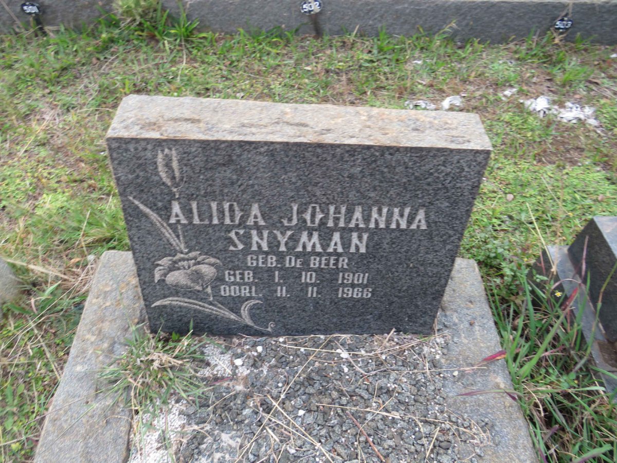 SNYMAN Alida Johanna nee DE BEER 1901-1966