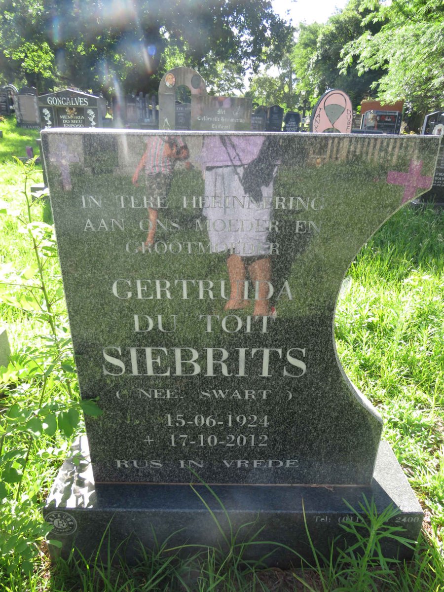 SIEBRITS Gertruida Du Toit nee SWART 1924-2012