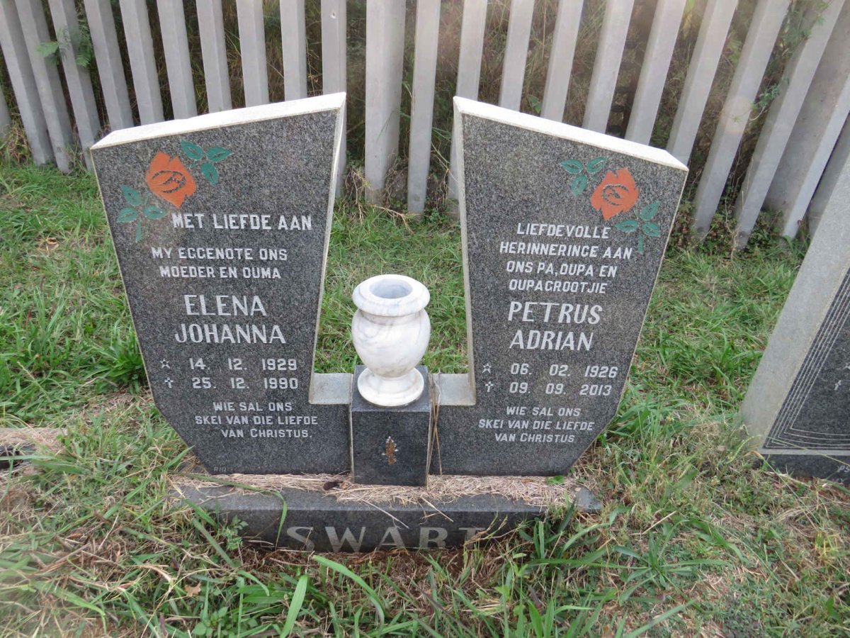 SWART Petrus Adrian 1926-2013 &amp; Elena Johanna 1929-1990