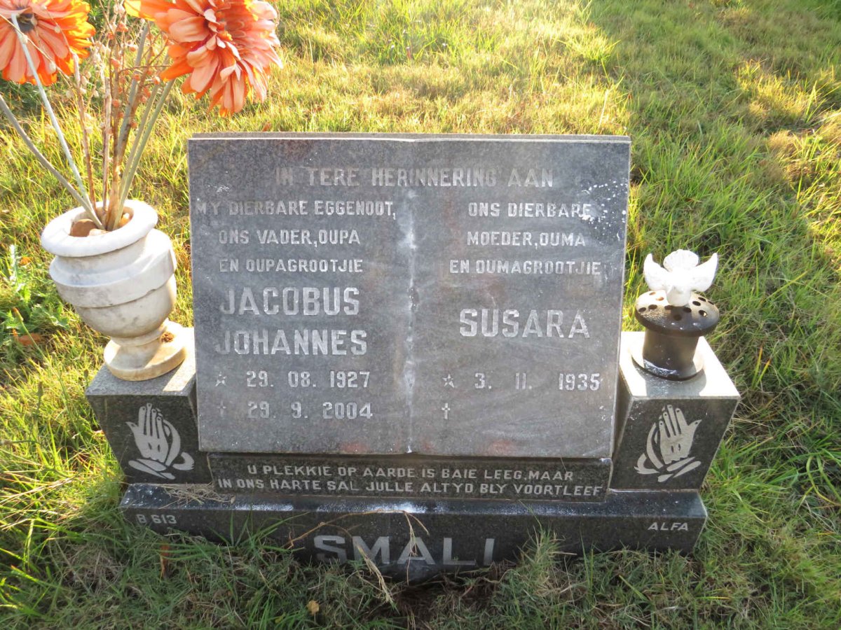 SMALL Jacobus Johannes 1927-2004 &amp; Susara 1935-