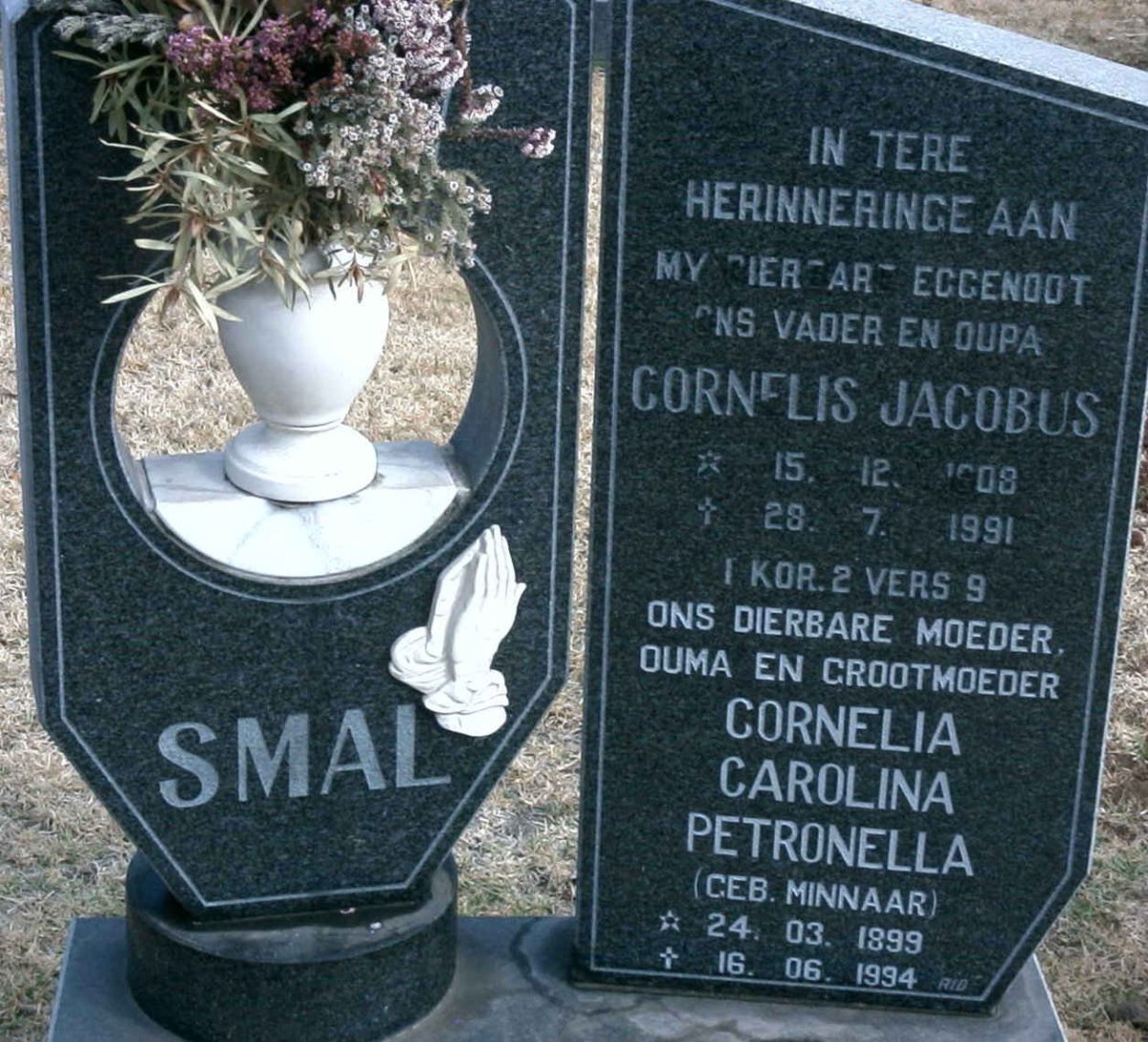 SMAL Cornelis Jacobus 1908-1991 &amp; Cornelia Carolina Petronella MINNAAR 1899-1994