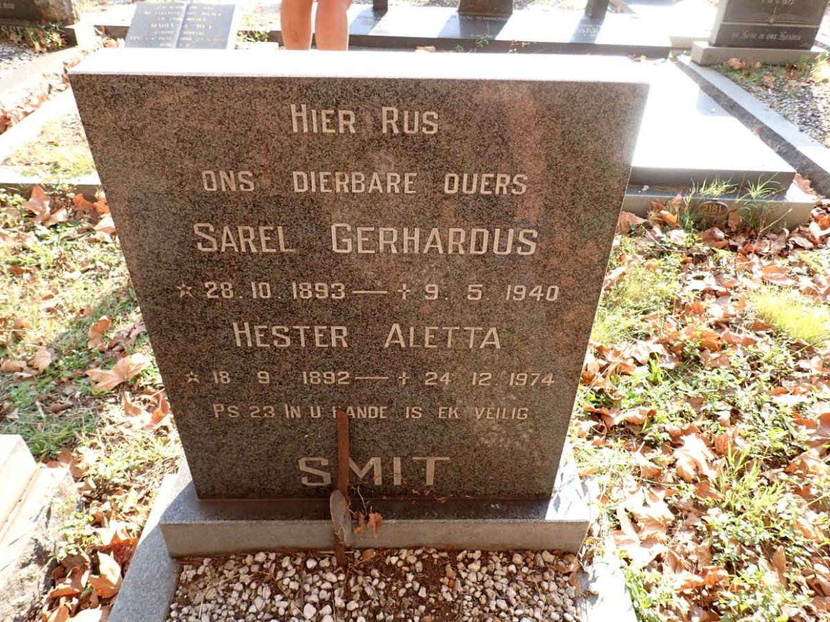 SMIT Sarel Gerhardus 1893-1940 & Hester Aletta 1892-1974