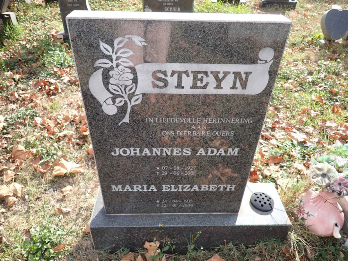 STEYN Johannes Adam 1927-2001 &amp; Maria Elizabeth 1935-2004