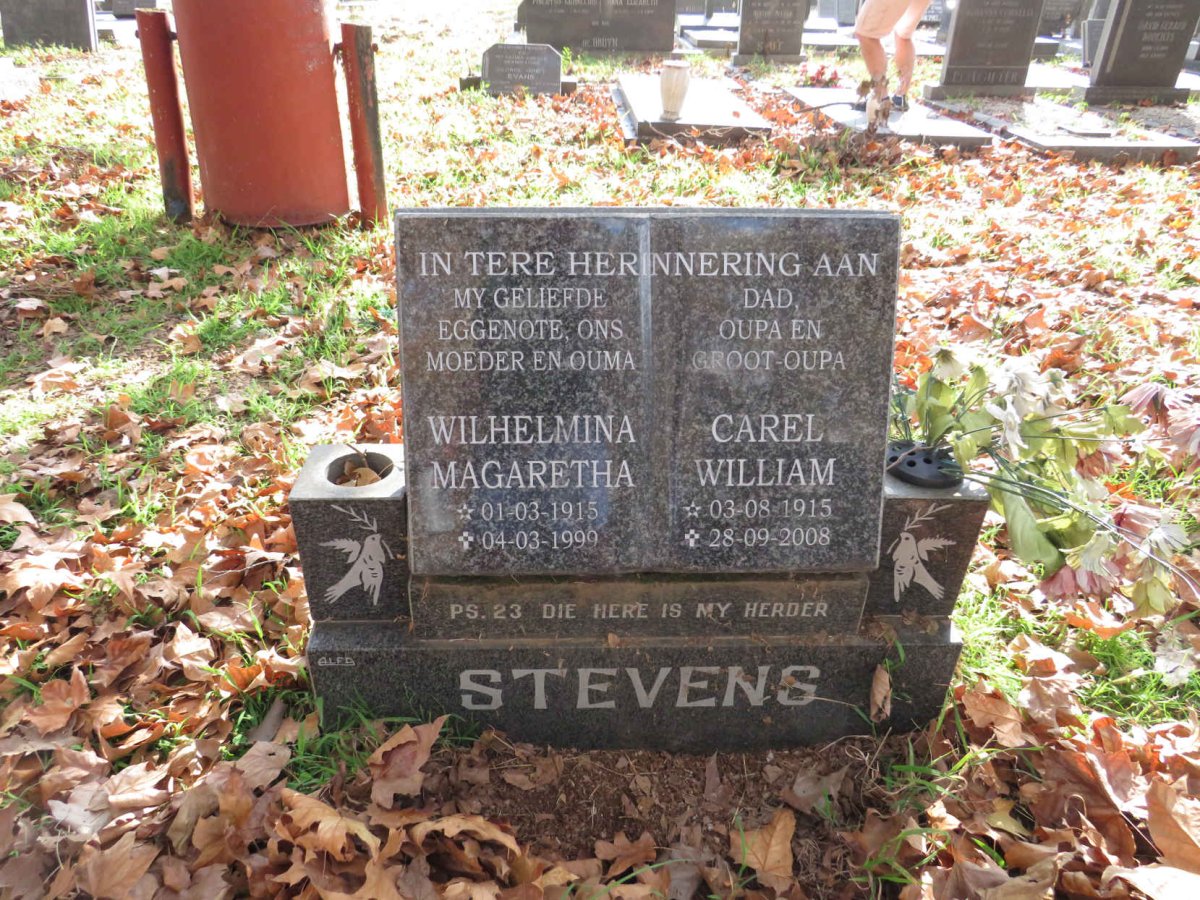 STEVENS Carel William 1915-2008 &amp; Wilhelmina Magaretha 1915-1999
