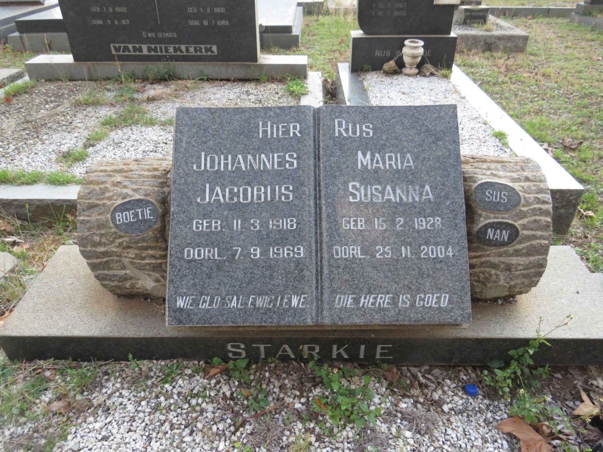 STARKIE Johannes Jacobus 1918-1969 &amp; Maria Susanna 1928-2004