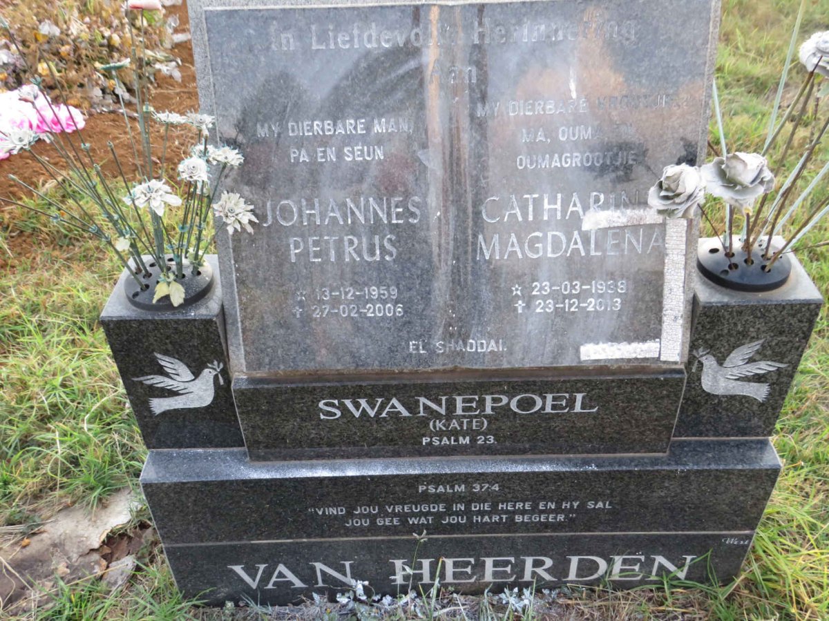 SWANEPOEL Catharina Magdalena 1938-2013 :: VAN HEERDEN Johannes Petrus 1959-2006