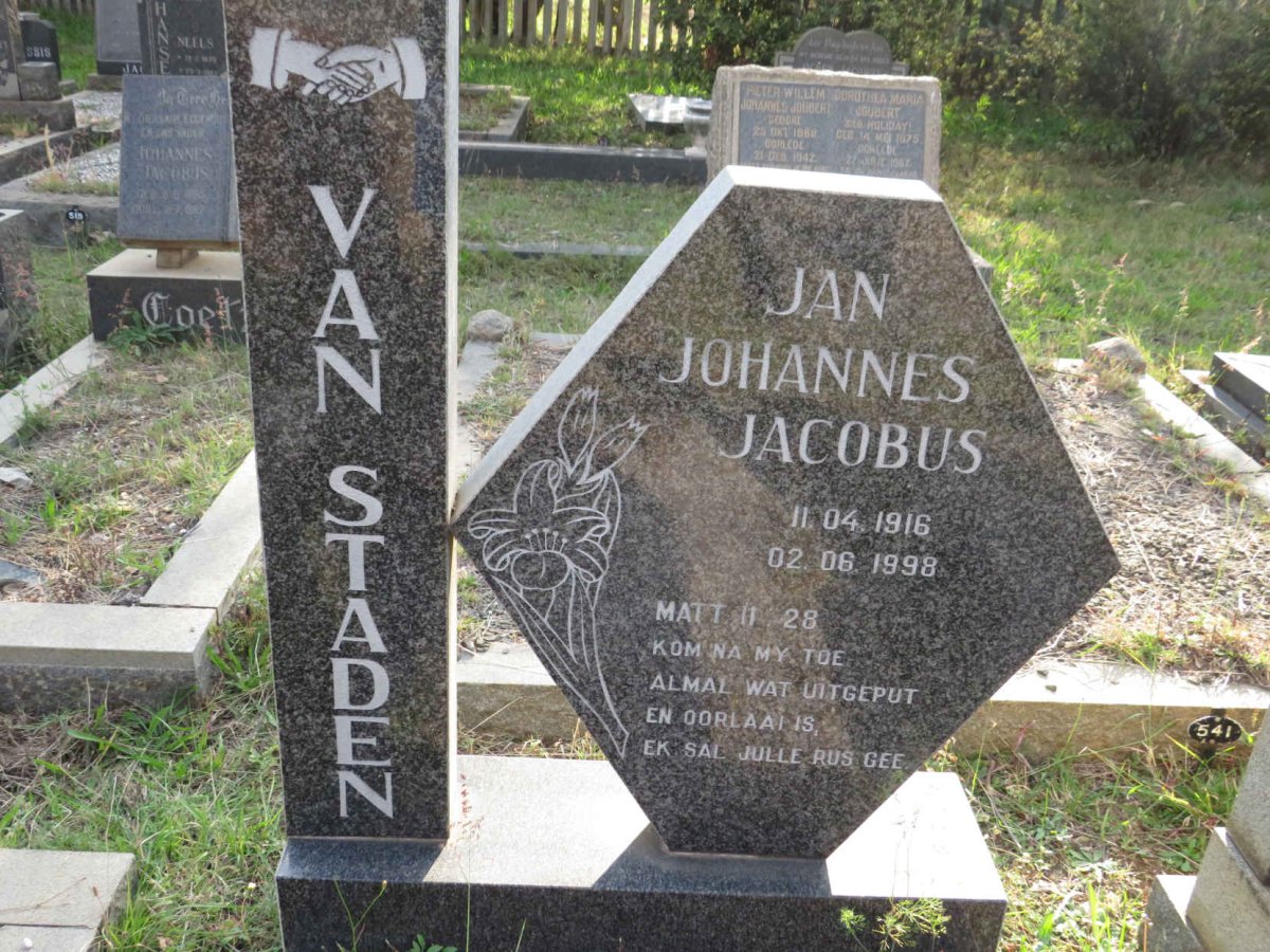 STADEN Jan Johannes Jacobus, van 1916-1998
