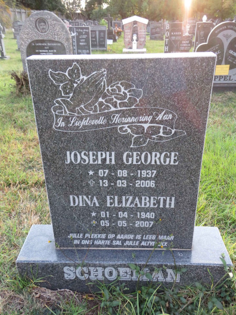 SCHOEMAN Joseph George 1937-2006 &amp; Dina Elizabeth 1940-2007