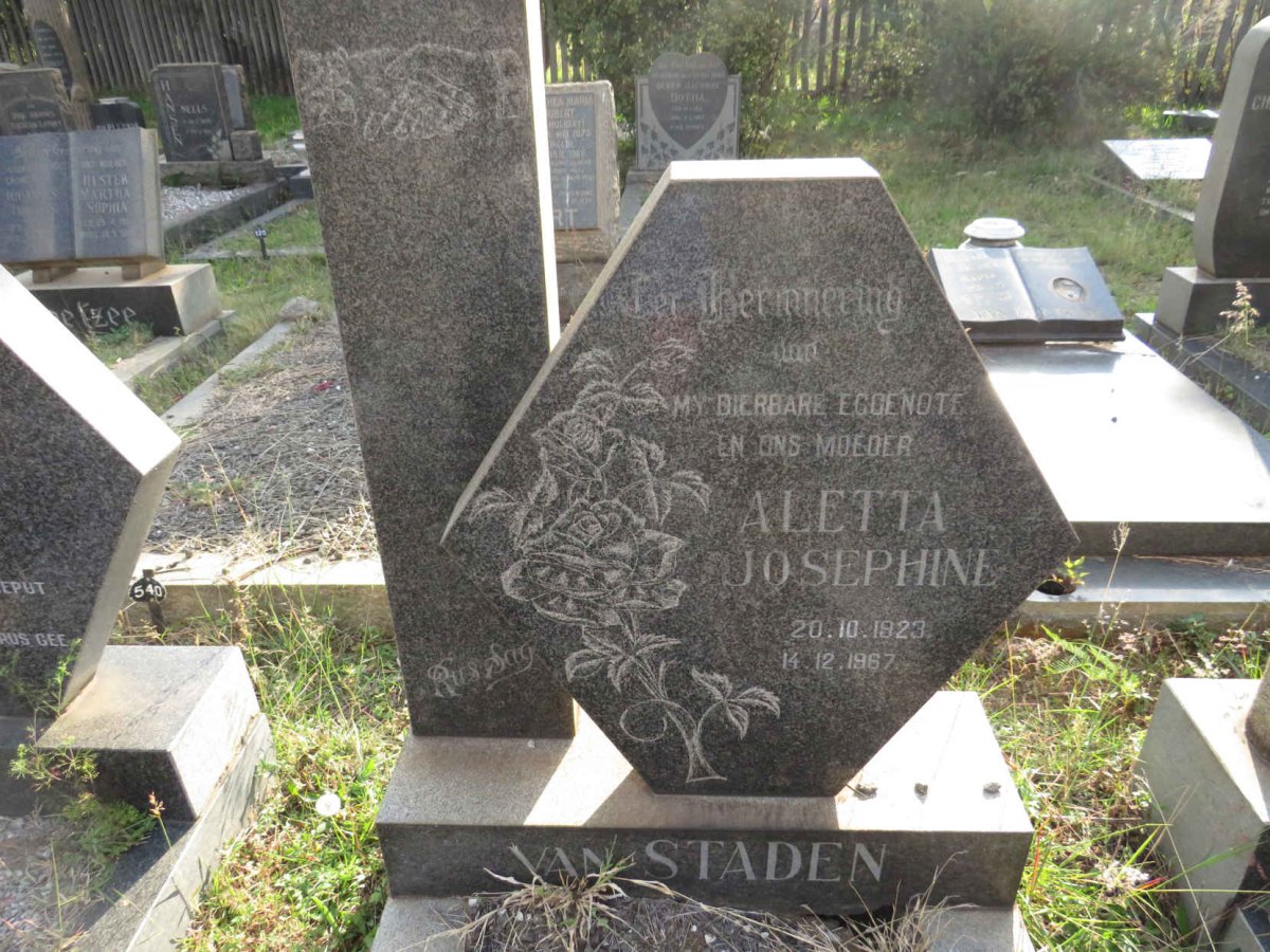 STADEN Aletta Josephine, van 1923-1967