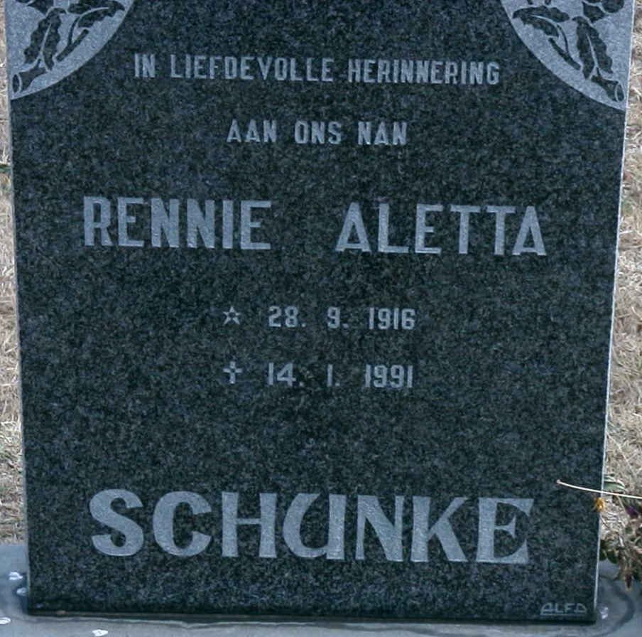 SCHUNKE Rennie Aletta 1916-1991
