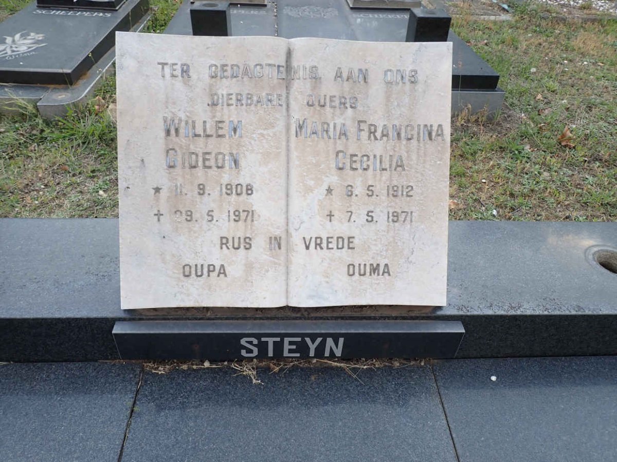 STEYN Willem Gideon 1908-1971 &amp; Maria Francina Cecilia 1912-1971