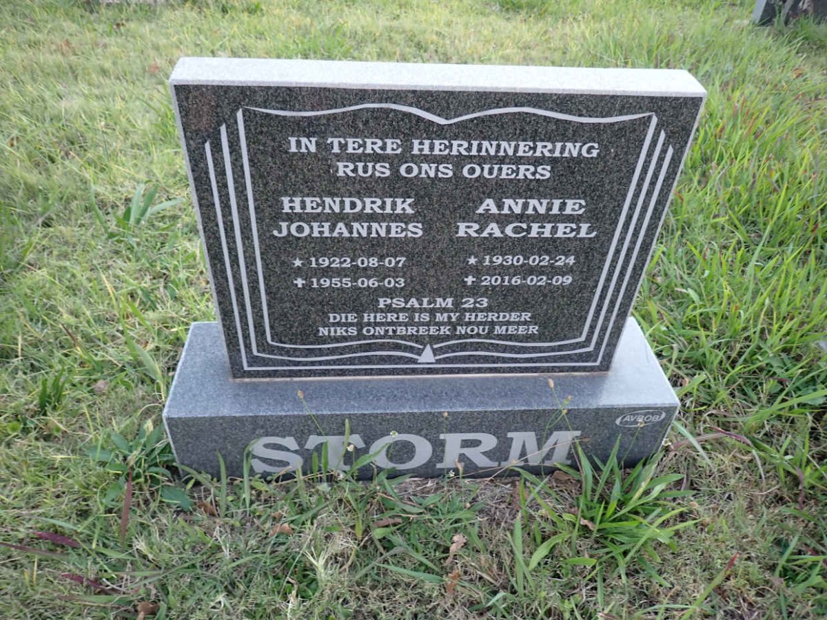 STORM Hendrik Johannes 1922-1955 &amp; Annie Rachel 1930-2016