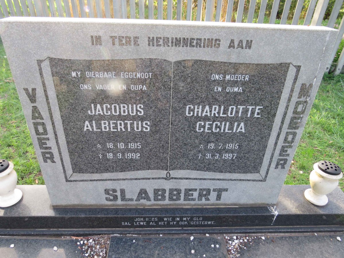 SLABBERT Jacobus Albertus 1915-1992 &amp; Charlotte Cecilia 1915-1997