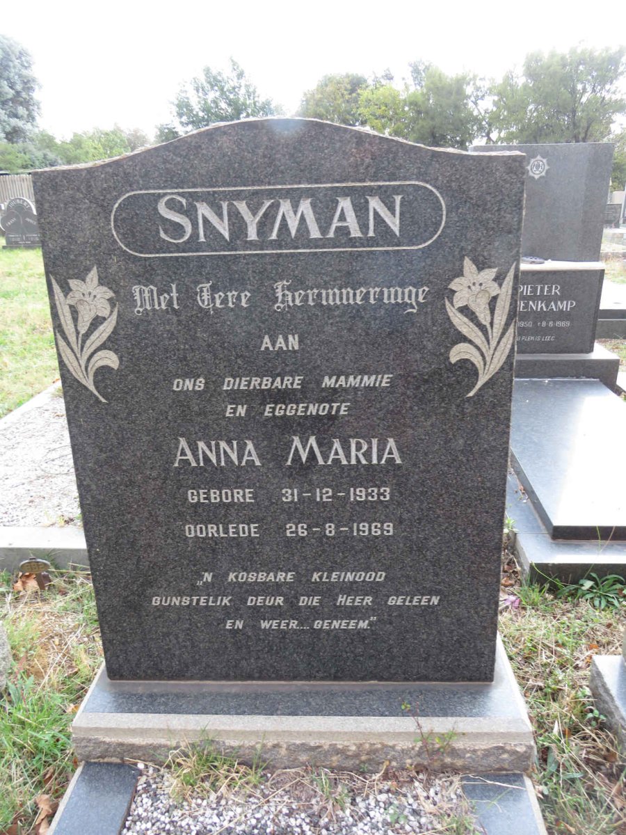 SNYMAN Anna Maria 1933-1969