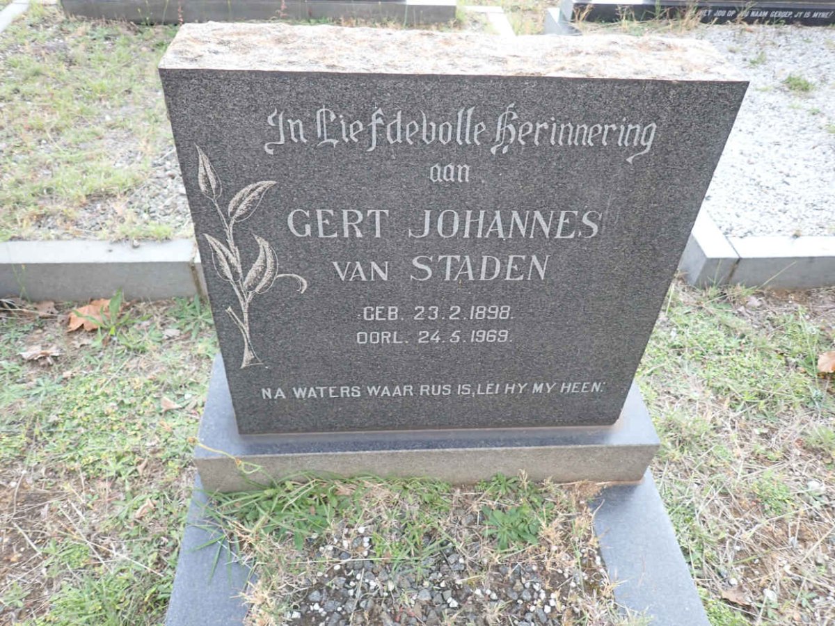 STADEN Gert Johannes, van 1898-1969