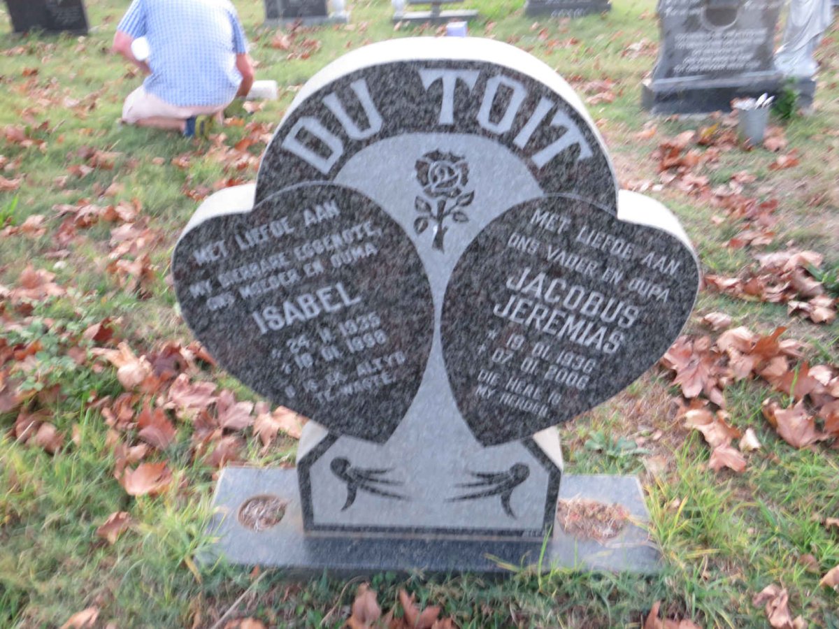 TOIT Jacobus Jeremias, du 1936-2006 &amp; Isabel 1935-1998