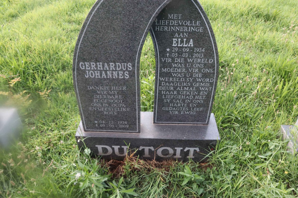 TOIT Gerhardus Johannes, du 1934-2009 &amp; Ella 1934-2013