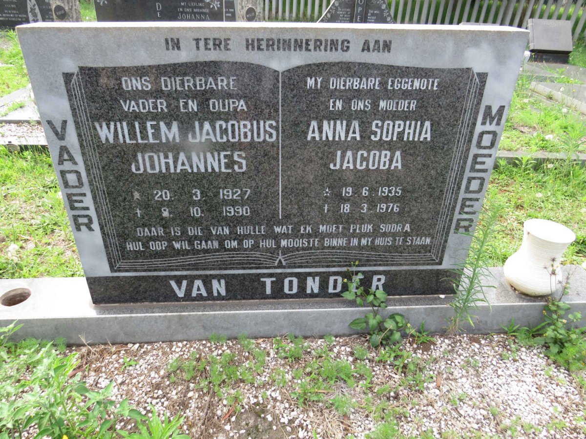 TONDER Willem Jacobus Johannes, van 1927-1990 &amp; Anna Sophia Jacoba 1935-1976