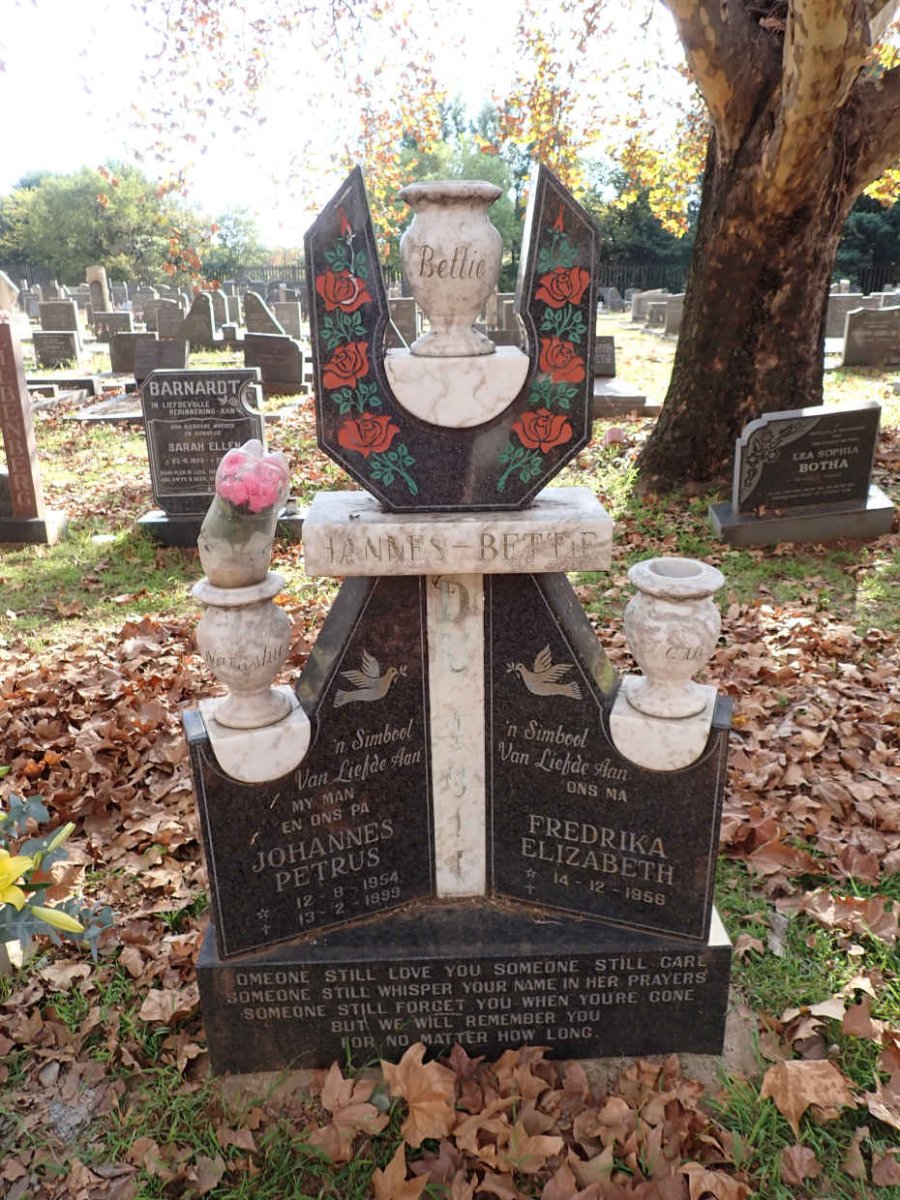 TOIT Johannes Petrus, du 1954-1999 &amp; Fredrika Elizabeth 1956-