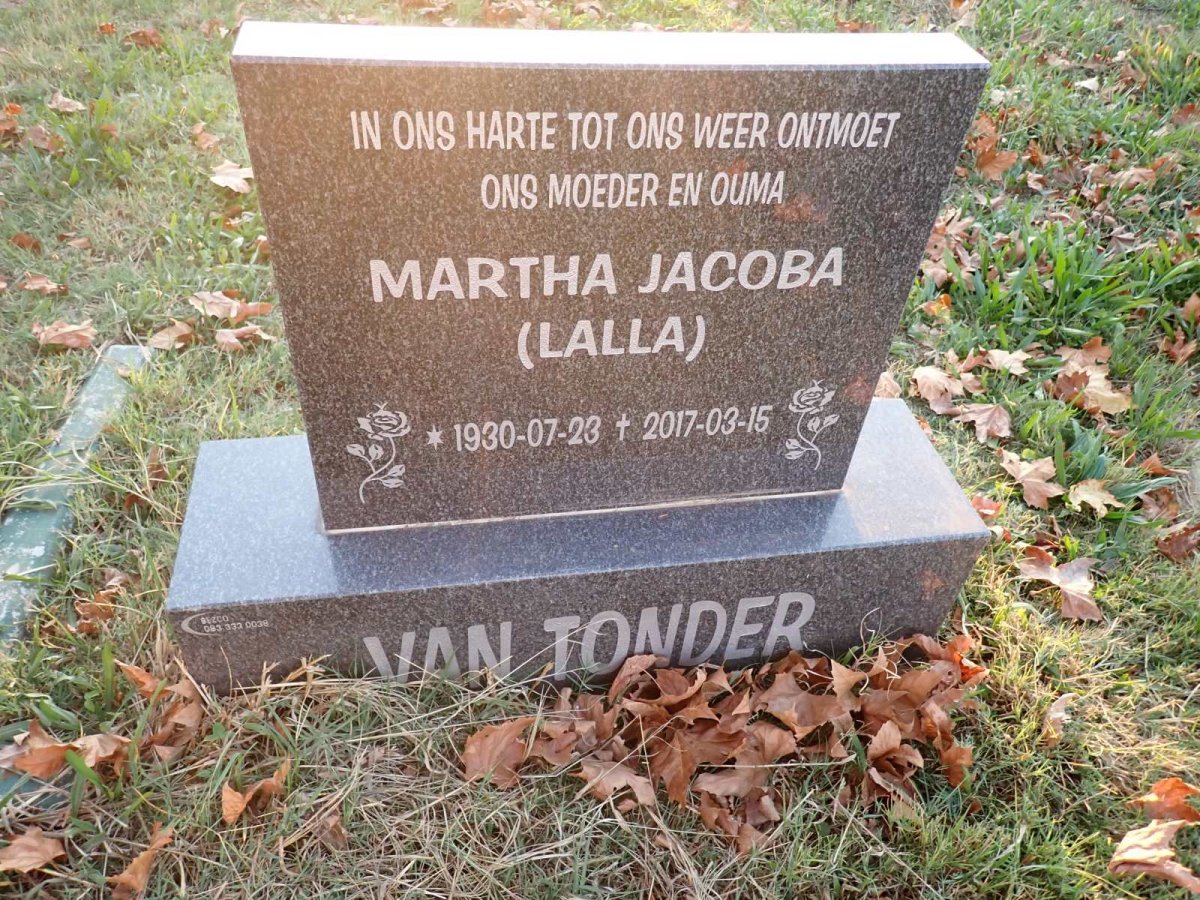 TONDER Martha Jacoba, van 1930-2017