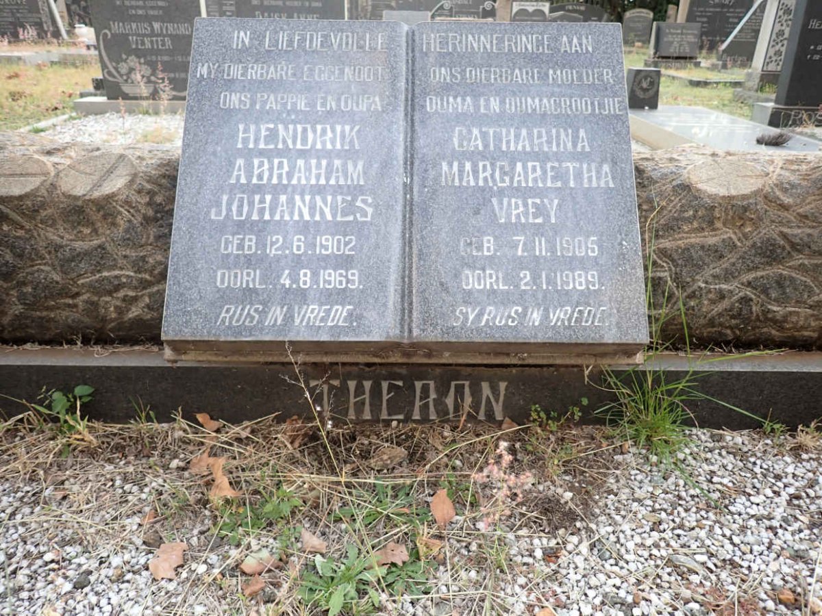 THERON Hendrik Abraham Johannes 1902-1969 &amp; Catharina Margaretha VREY 1905-1989