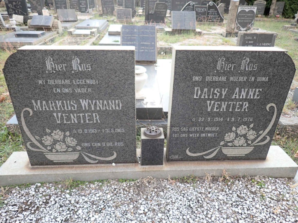 VENTER Markus Wynand 1913-1969 &amp; Daisy Anne 1914-1976