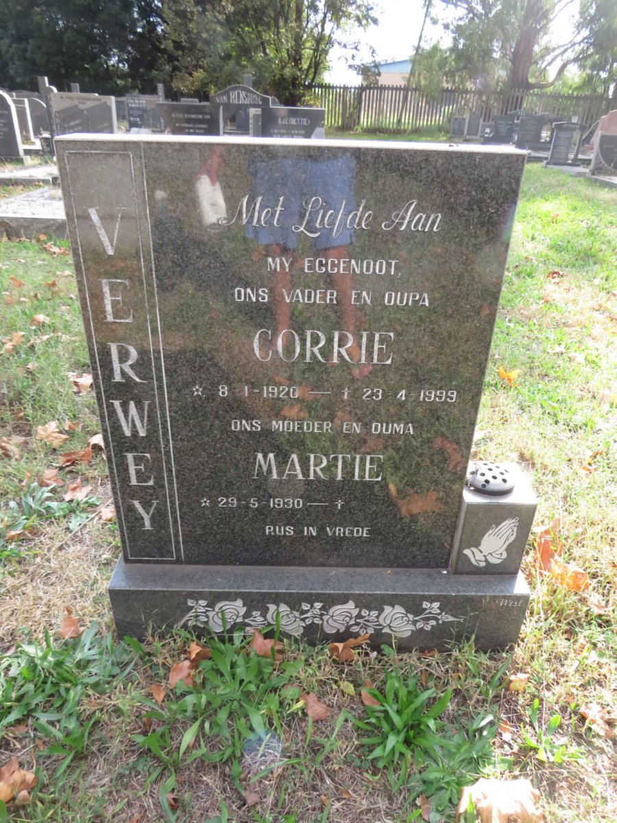 VERWEY Corrie 1920-1999 &amp; Martie 1930-