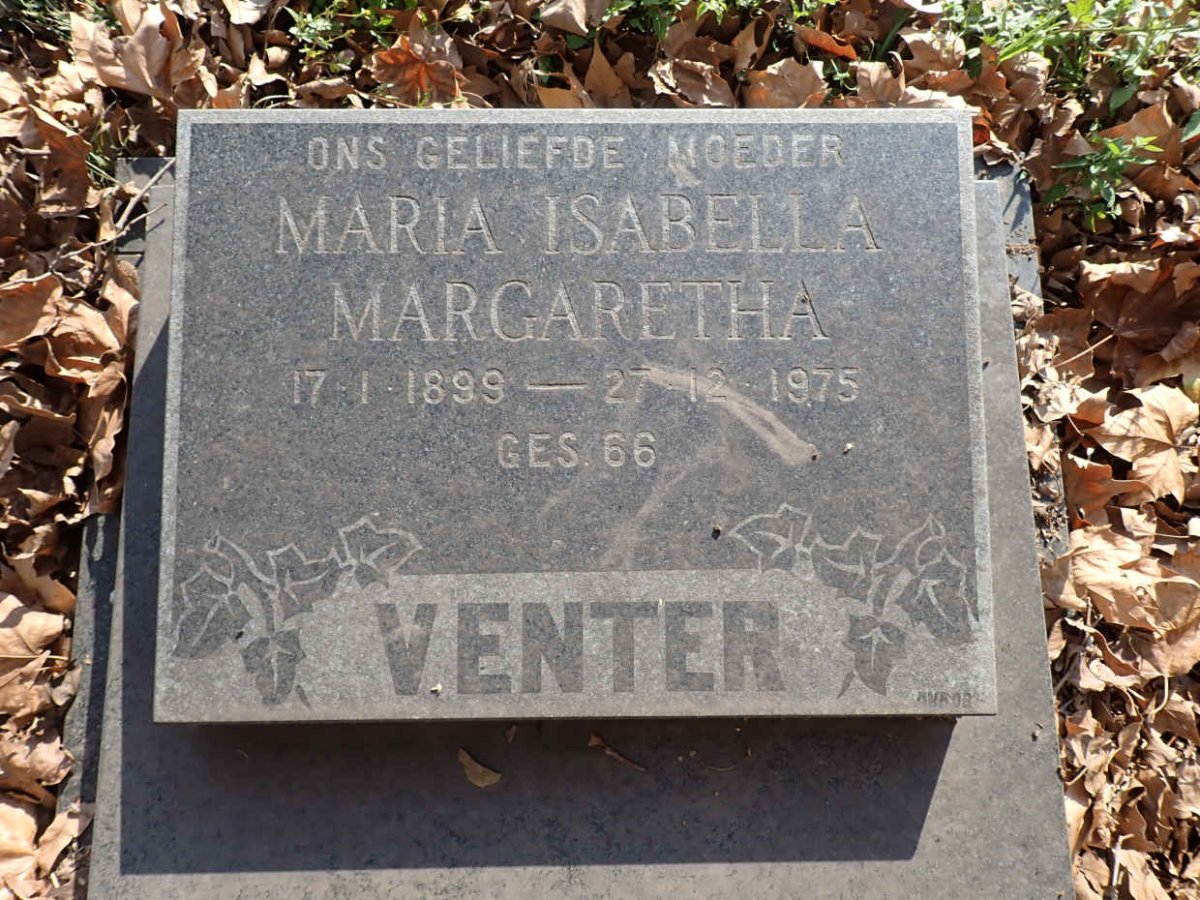 VENTER Maria Isabella Margaretha 1899-1975