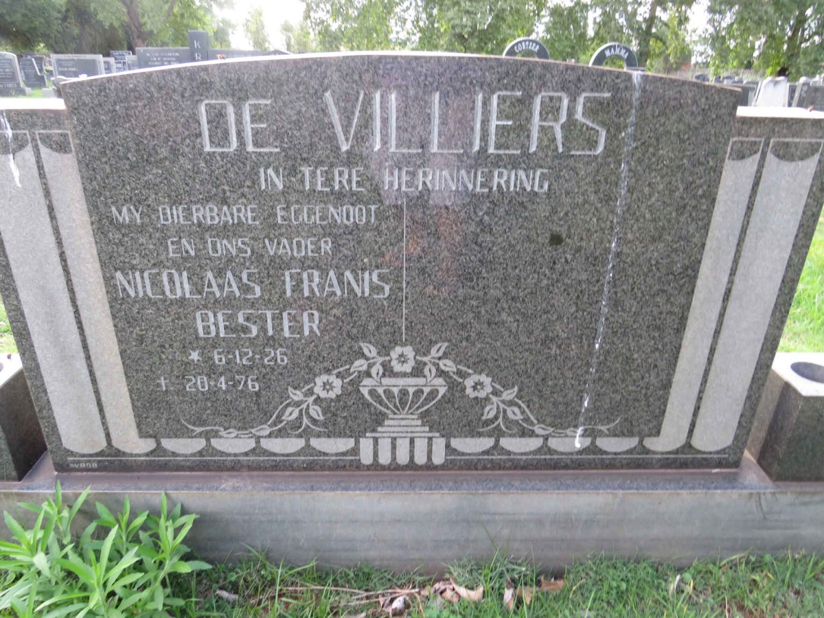 VILLIERS Nicolaas Frans Bester, de 1926-1976