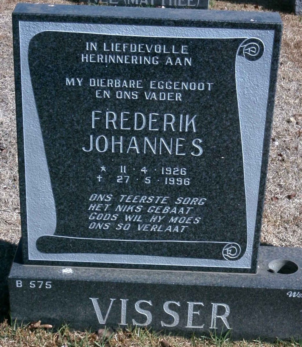 VISSER Frederik Johannes 1926-1996