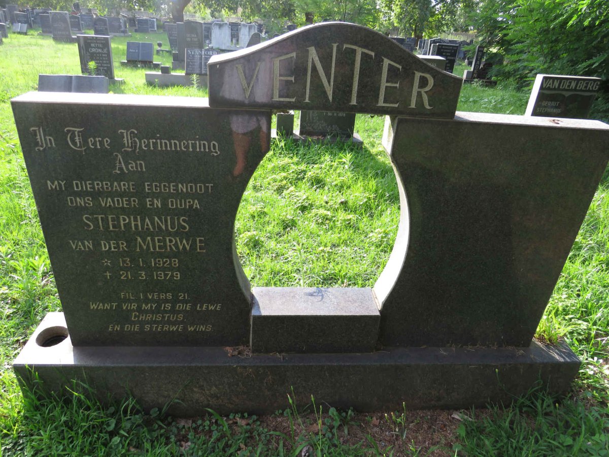 VENTER Stephanus Van Der Merwe 1928-1979