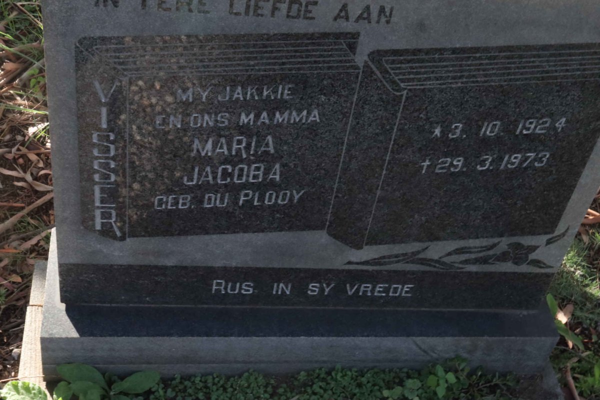 VISSER Maria Jacoba nee DU PLOOY 1924-1973