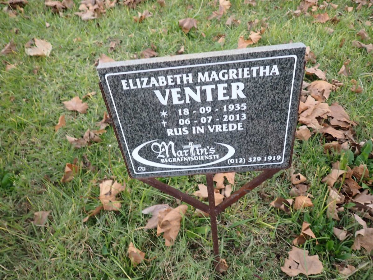VENTER Elizabeth Magrietha 1935-2013