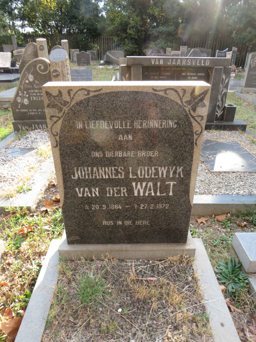 WALT Johannes Lodewyk, van der 1884-1972