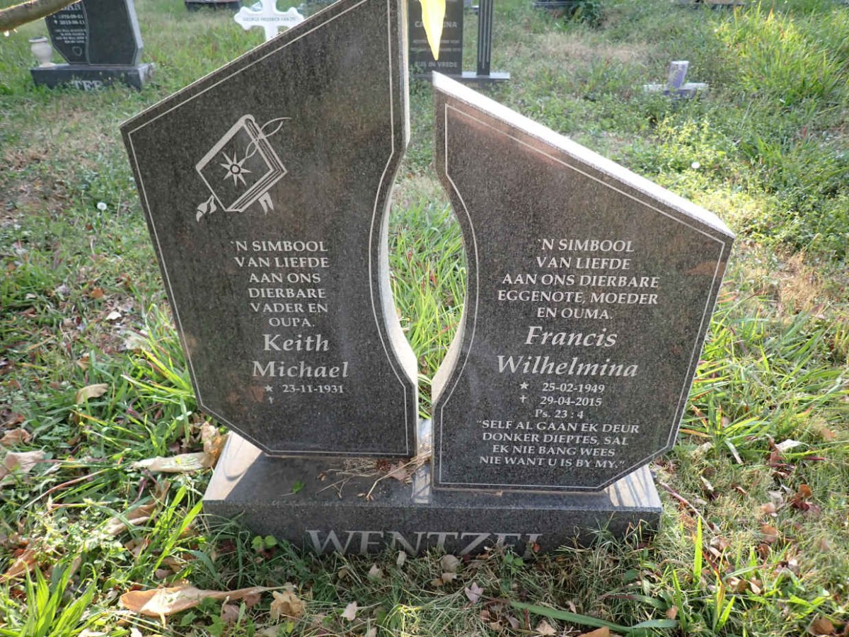 WENTZEL Keith Michael 1931- &amp; Francis Wilhelmina 1949-2015