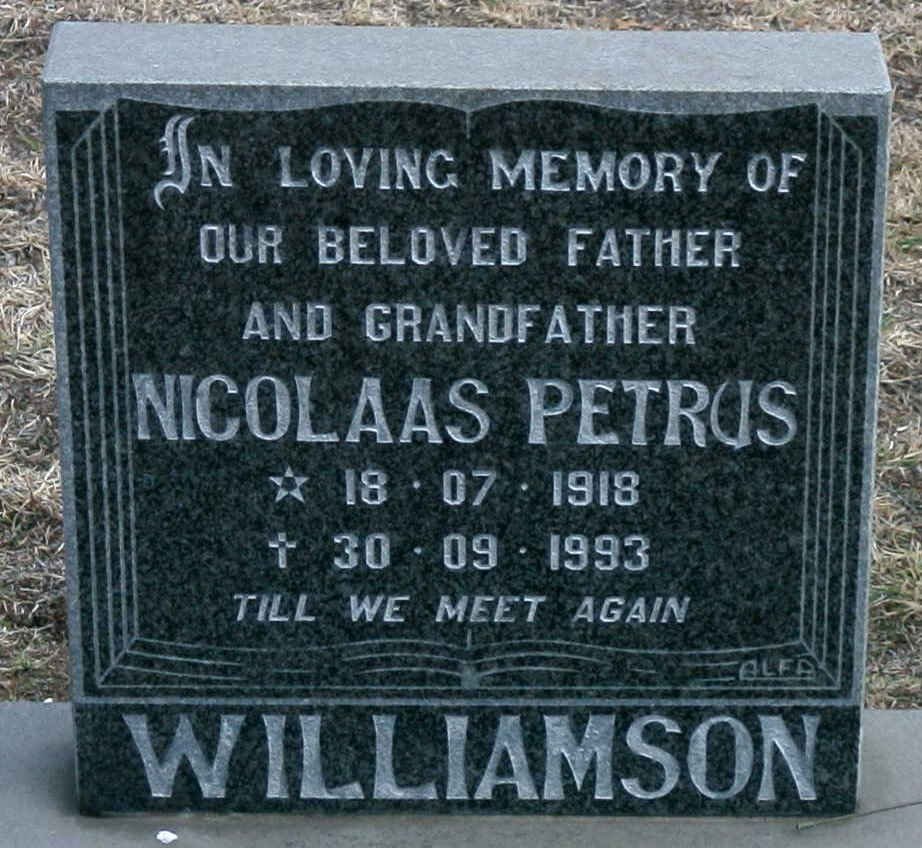 WILLIAMSON Nicolaas Petrus 1918-1993