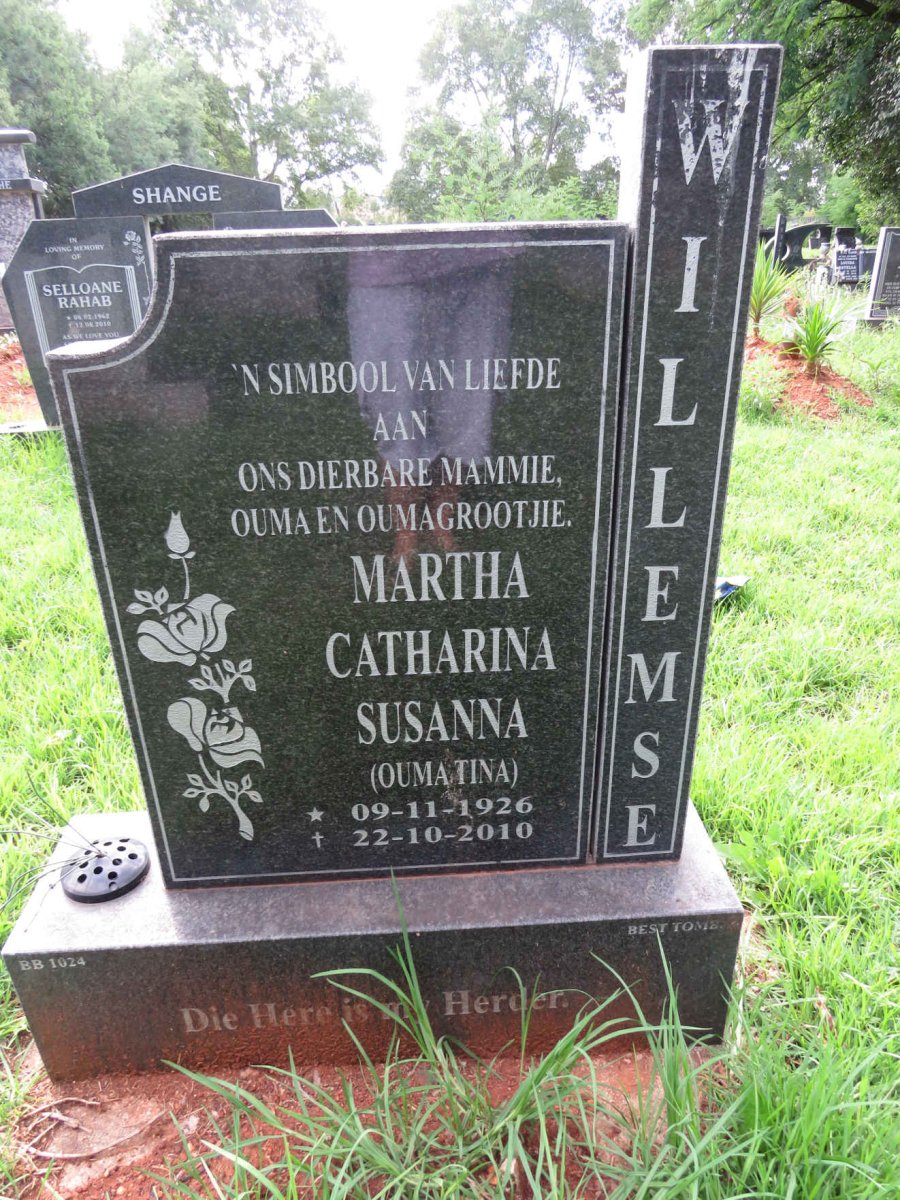 WILLEMSE Martha Catharina Susanna  1926-2010